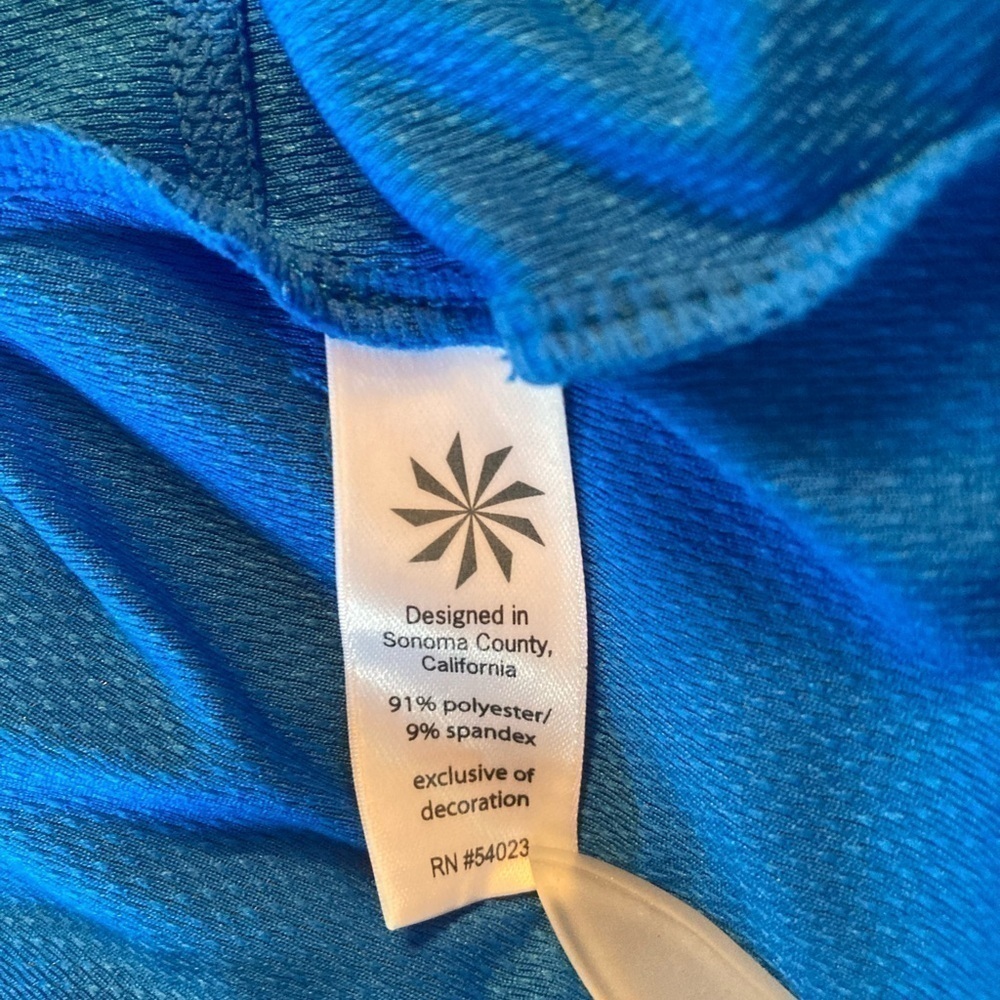 Athleta Blue Long Sleeve Hooded Tunic Top Thumbholes Pockets Womens Small - Picture 8 of 8